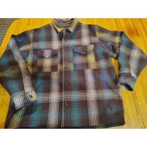 Genuine filson plaid 100% virgin wool green brown blue button-down heavy shacket